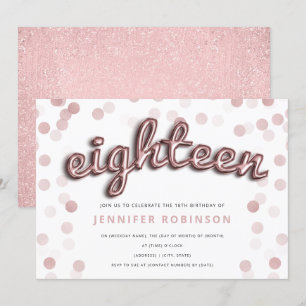 Invitation Parties scintillant de ballons d'or Rose moderne 1