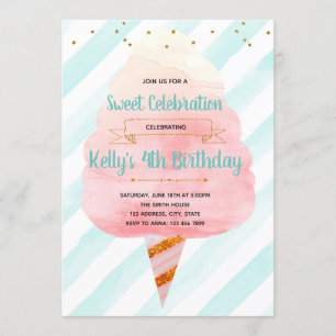 Invitation Parties scintillant de bonbons en coton