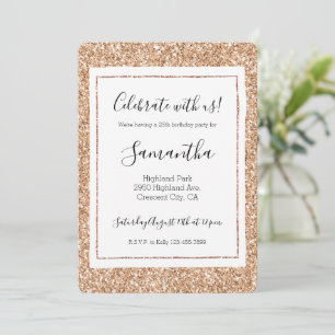 Invitation Parties scintillant de broche Rose Gold Blush Glit