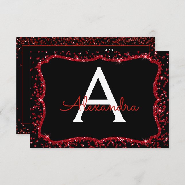 Invitation Parties scintillant de coeur rouge Étincelle Sweet (Devant / Derrière)