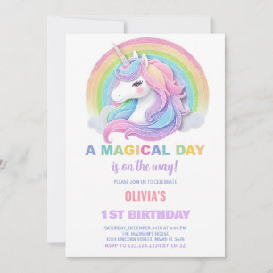 Invitation Parties scintillant de couleur Unicornes Invitatio