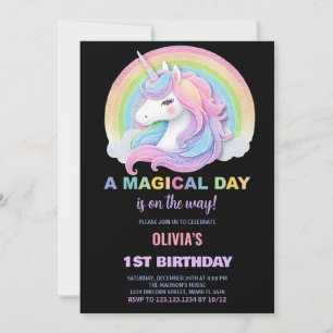 Invitation Parties scintillant de couleur Unicornes Invitatio