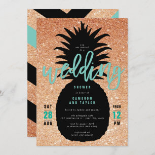 Invitation Parties scintillant de cuivre Ananas Wedding showe