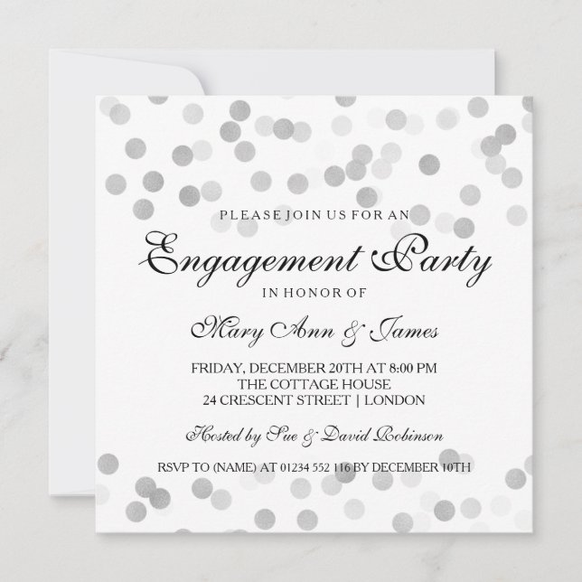 Invitation Parties scintillant de Faux Argent Foil (Devant)