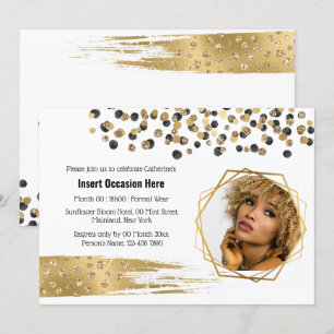 Invitation parties scintillant de fête de la mariée noire Saf