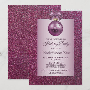 Invitation Parties scintillant de fête de Noël rose