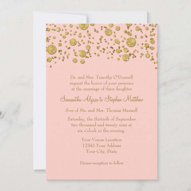 Invitation Parties scintillant de feuille d'or Confetti Dots  (Devant)