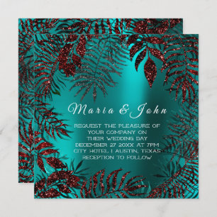 Invitation Parties scintillant de feuilles florales tropicale
