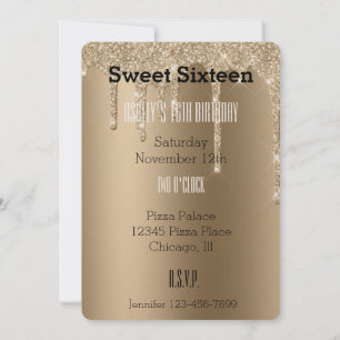 Invitation Parties scintillant de glace d'or Drives Sweet six