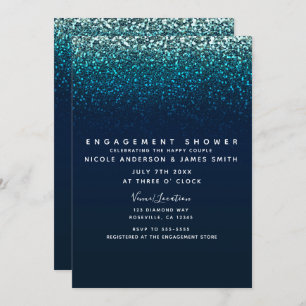 Invitation Parties scintillant de la marine Blue Aqua Sparkle