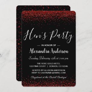 Invitation Parties scintillant de la Rose rouge Sparkle Hen