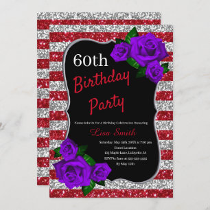 Invitation Parties scintillant de l'anniversaire Red Silver S