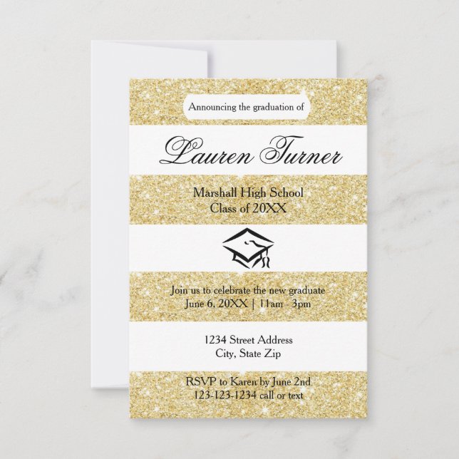Invitation Parties scintillant de l'or Faux - 3x5 Grad Faire- (Devant)