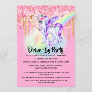 Invitation parties scintillant de l'Unicorne filles arc-en-ci