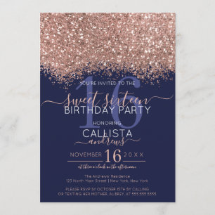 Invitation Parties scintillant de luxe Rose Gold Marine Confe