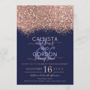 Invitation Parties scintillant de luxe Rose Gold Marine Fianç