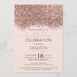 Invitation Parties scintillant de luxe Rose or rose Confetti