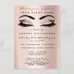 Invitation Parties scintillant de maquillage rose or 16e Eyes