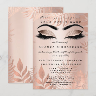 Invitation Parties scintillant de maquillage rose pâle 16e ma