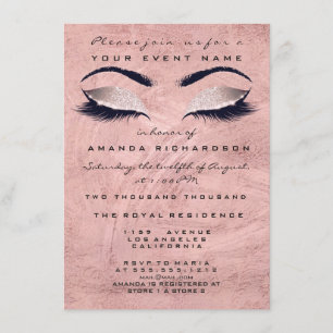 Invitation Parties scintillant de maquillage rose rose 16e nu