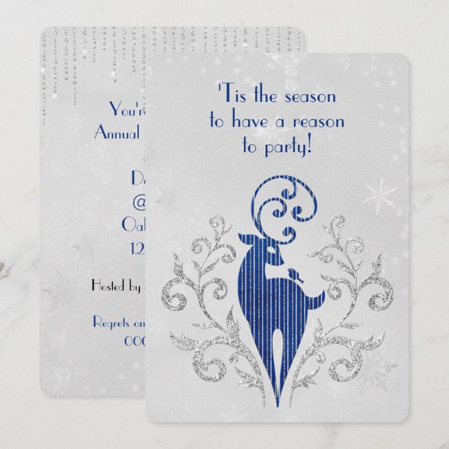 Invitation Parties scintillant de Noël Cerf sur la conception (Devant / Derrière)