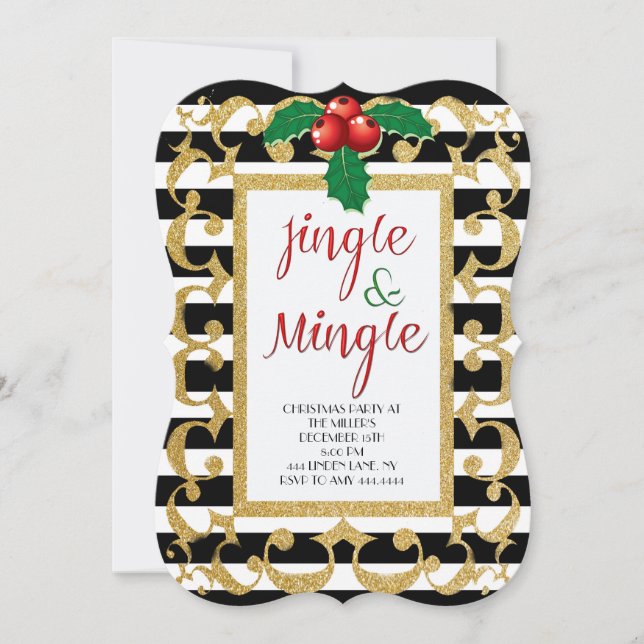 Invitation Parties scintillant de Noël Jingle & Mingle Invita (Devant)