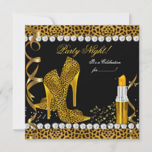 Invitation Parties scintillant de nuit Gold Black Leopard Cha