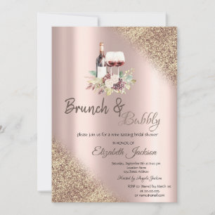 Invitation Parties scintillant de raisins de vin Bokeh Brunch
