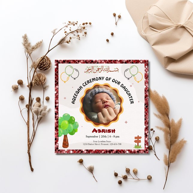 Invitation Parties scintillant de rouille Aqeeqah- Aqiqah- In (Créateur téléchargé)