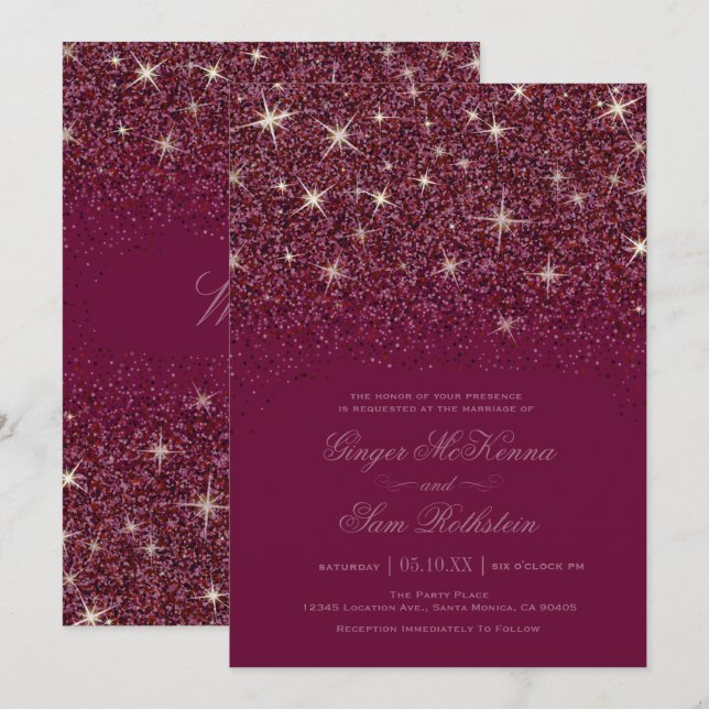 Invitation Parties scintillant de rubis étincelante Invitatio (Devant / Derrière)