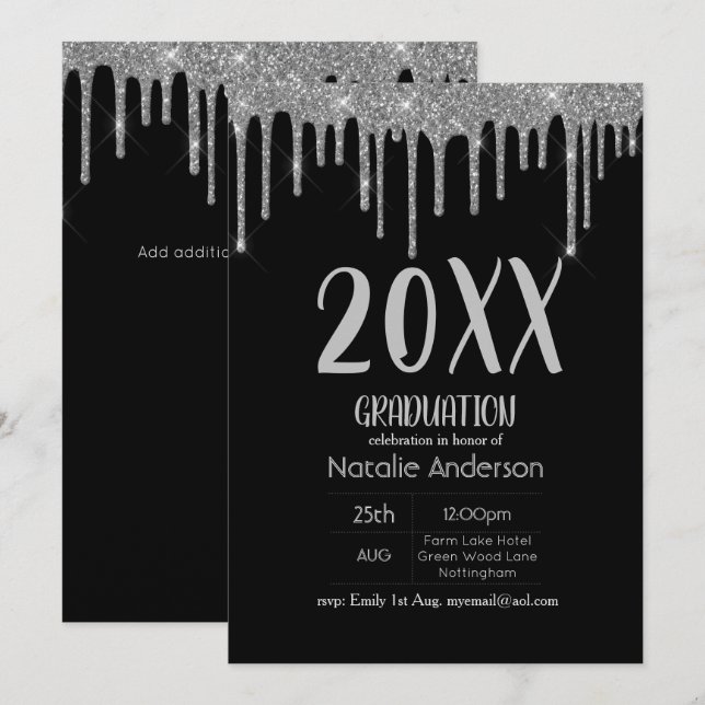 Invitation Parties scintillant de séchage Classe de graduatio (Devant / Derrière)