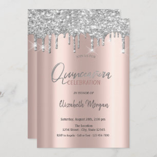 Invitation Parties scintillant de soufre Rose or Quinceanera