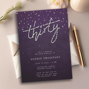 Invitation Parties scintillant de strass moderne violet 30e a