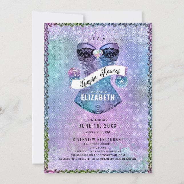 Invitation Parties scintillant Dentelle Corset Lingerie Fête  (Devant)