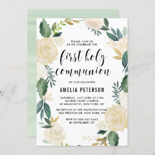 Invitation Parties scintillant des fleurs d'aquarelle Premièr