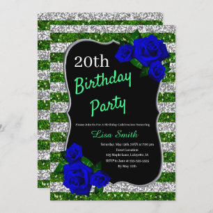 Invitation Parties scintillant des rayures d'argent vert Rose