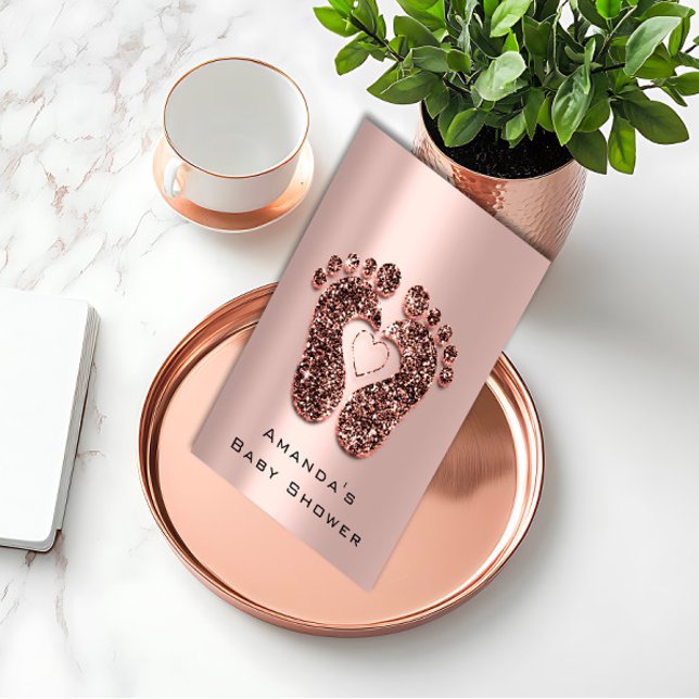 Invitation Parties scintillant d'étincelle Baby shower Pieds  (Spark Glitter Baby Shower Feet Rose Skin Blush VIP Invitation)