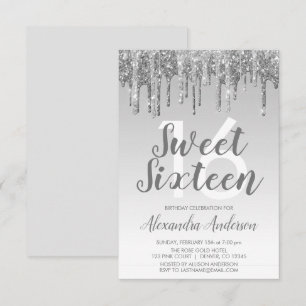Invitation Parties scintillant d'étincelle d'argent Sweet six