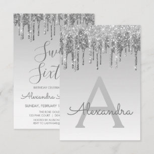 Invitation Parties scintillant d'étincelle d'argent Sweet six