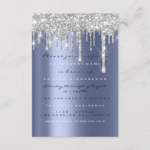 Invitation Parties scintillant d'étincelle gouttes Silver Blu