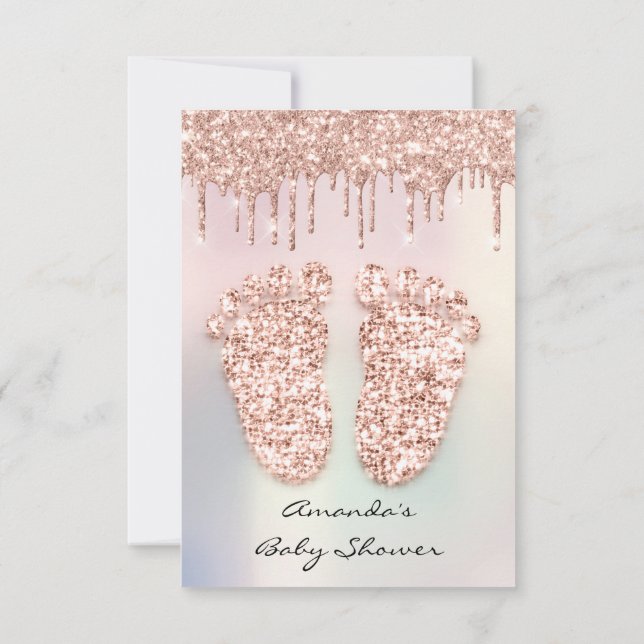 Invitation Parties scintillant d'étincelle Rose Pastel Baby s (Dos)