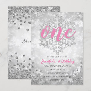 Invitation Parties scintillant d'hiver en argent Flocon de ne