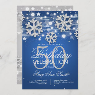 Invitation Parties scintillant d'hiver Silver Blue 50th Birth