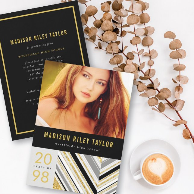 Invitation Parties scintillant diagonale moderne tripes Gradu (Créateur téléchargé)