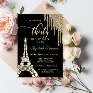 Invitation Parties scintillant, Diamants Tour Eiffel 30e anni