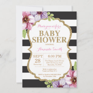 Invitation Parties scintillant d'invitation Baby shower noir