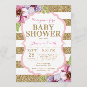 Invitation Parties scintillant d'invitation Baby shower rose