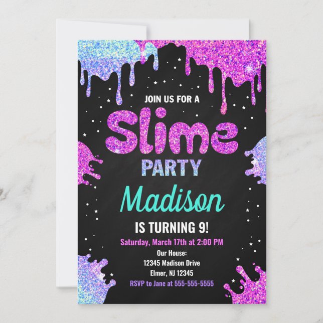 Invitation Parties scintillant d'invitation pour l'anniversai (Devant)