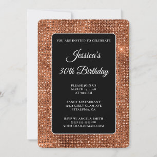 Invitation Parties scintillant Disco Noir et Cuivre 30e anniv