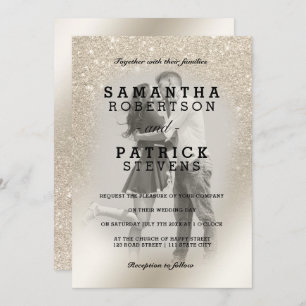 Invitation parties scintillant d'ivoire de perle mariage phot